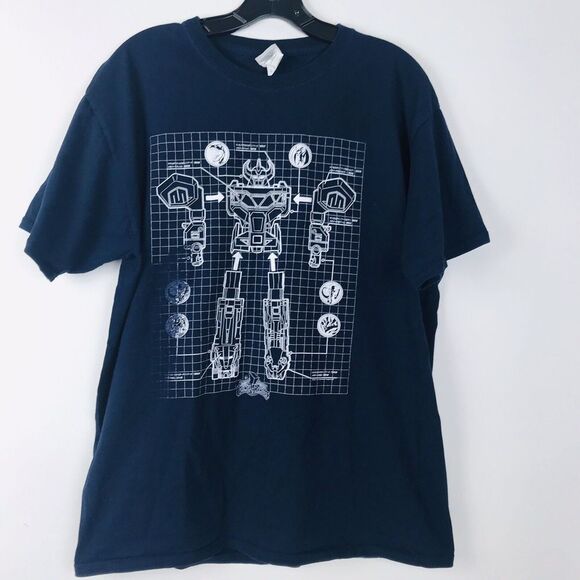 Marvel Other - Power Rangers Robot Graphic T-Shirt Navy Blue Mens Size Large‎